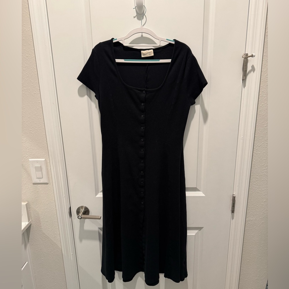Target Universal Thread Womens Short Slv Button Front Midi A-Line Dress Black L